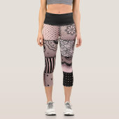 Leggings Capri Black and Light Pink Patchwork (Recto)