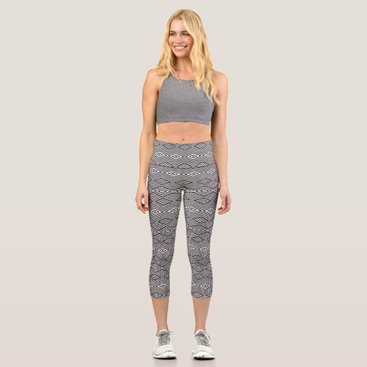Leggings Capri Black and White Geometric Pattern (Recto)