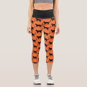 Leggings Capri Black Cat Orange Crazy Cat Femme (Recto)