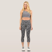 Leggings Capri Black + Dark Silver Tribal Pattern (Recto)