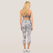 Leggings Capri Black et Marbre blanc Swirl Abstrait (Verso)