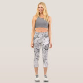 Leggings Capri Black et Marbre blanc Swirl Abstrait (Recto)