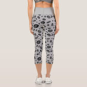 Leggings Capri Black Leopard Pattern On Grey (Verso)