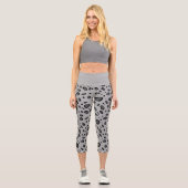 Leggings Capri Black Leopard Pattern On Grey (Recto)
