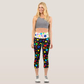Leggings Capri Black Rainbow Spots Capris (Recto)