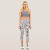 Leggings Capri Black Stars on White Geometric Pattern (Recto)