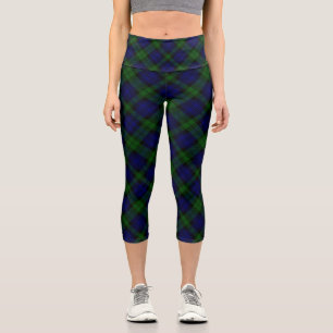 Leggings Capri Black Watch Tartan bleu vert Plaid