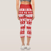 Leggings Capri Blanc et rouge Père Noël Face et Motif Snowman (Verso)