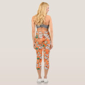 Leggings Capri Blanc Floral Design Orange (Verso)