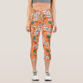 Leggings Capri Blanc Floral Design Orange (Recto)