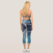 Leggings Capri Blanc Sun Moon Mandala Blue Gradient Design (Verso)
