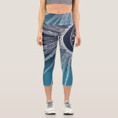 Leggings Capri Blanc Sun Moon Mandala Blue Gradient Design (Recto)