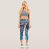 Leggings Capri Blanc Sun Moon Mandala Blue Gradient Design (Recto)
