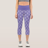 Leggings Capri Blanc sur motif art déco violet (Recto)