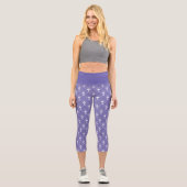 Leggings Capri Blanc sur motif art déco violet (Recto)