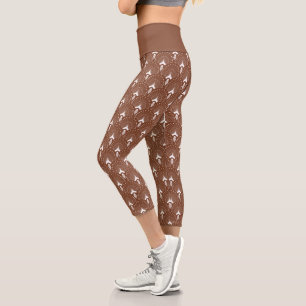 Leggings Capri Blanc sur motif marron art déco