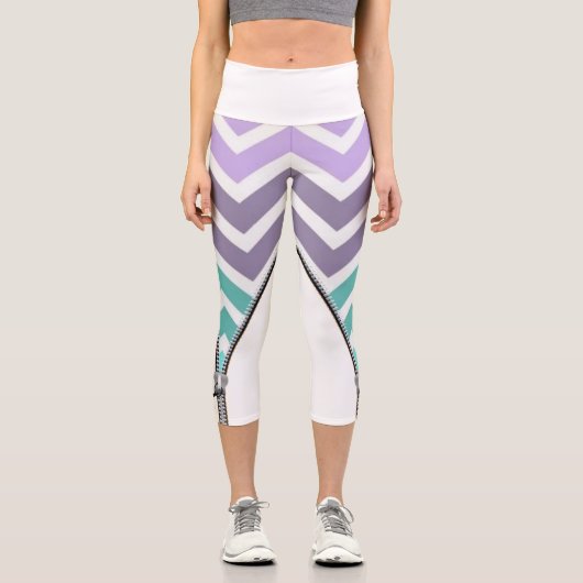 Leggings Capri blanco con zigzag (Recto)