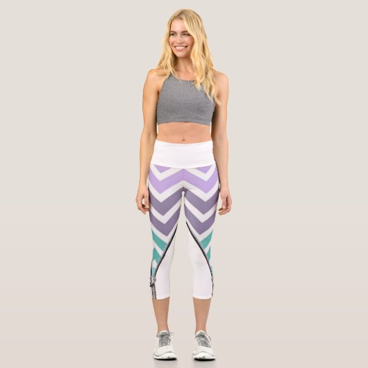 Leggings Capri blanco con zigzag (Recto)