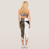 Leggings Capri Blancs d'or géométrique noir moderne (Verso)