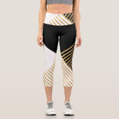 Leggings Capri Blancs d'or géométrique noir moderne (Recto)