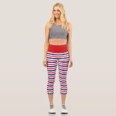 Leggings Capri Blancs rouges et bleus (Recto)