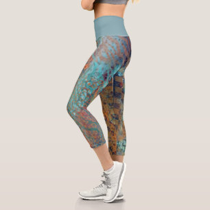 Leggings Capri Bleu Abstrait Mélange Animal Et Peau Zébrée