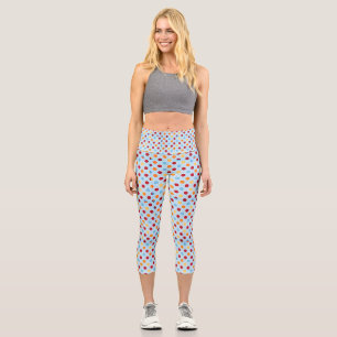 Leggings Capri Bleu avec point Polka multicolore