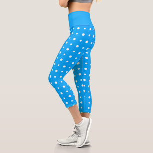 Leggings Capri Bleu avec points blancs