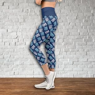 Leggings Capri Bleu blanc Abstrait
