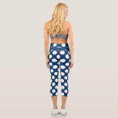 Leggings Capri Bleu Blanc Moderne Motif Pointe Polka (Verso)