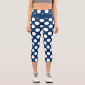 Leggings Capri Bleu Blanc Moderne Motif Pointe Polka (Recto)