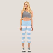 Leggings Capri Bleu, Blancs, Motif rayé (Recto)
