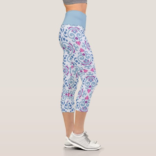 Leggings Capri Bleu Bleu Bleu Blanc Motif (Droite)