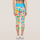 Leggings Capri Bleu Bleu Vert Orange Rouge Violet Motif Art (Verso)