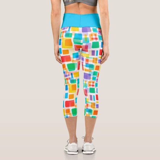 Leggings Capri Bleu Bleu Vert Orange Rouge Violet Motif Art (Verso)