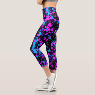 Leggings Capri Bleu Cobalt rose turquoise rose pâle