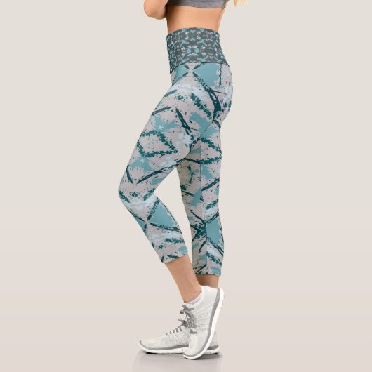 Leggings Capri Bleu cool - Tirage couleur (Gauche)