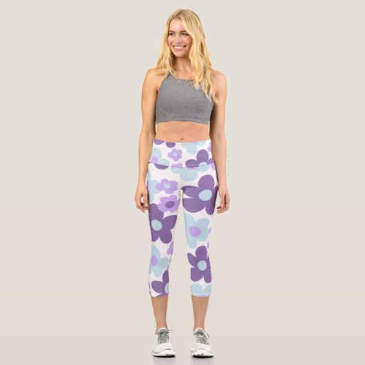 Leggings Capri Bleu de lavande pourpre Daisis rétro Rêve #1 #rétr (Recto)