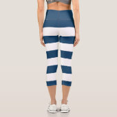 Leggings Capri Bleu de marine, Blancs, Motif rayé (Verso)