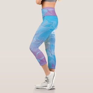 Leggings Capri Bleu doux et Lilac Abstrait