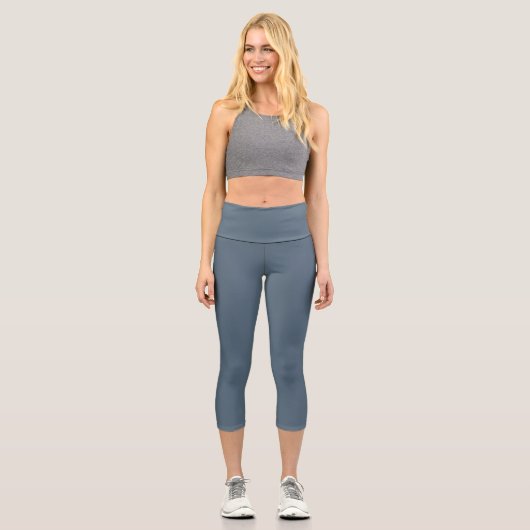Leggings Capri Bleu Électrique Foncé Uni (Recto)