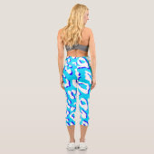 Leggings Capri Bleu Empreinte de léopard blanc (Verso)
