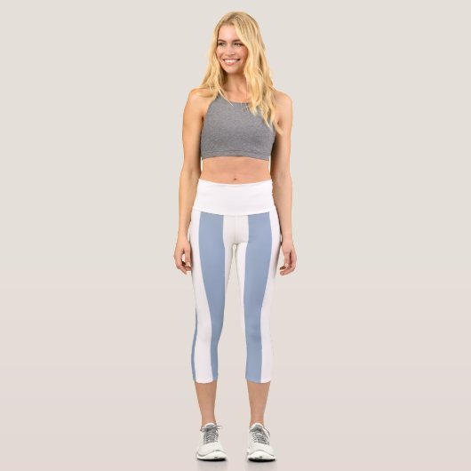 Leggings Capri Bleu et blanc Capri haut taille (Recto)
