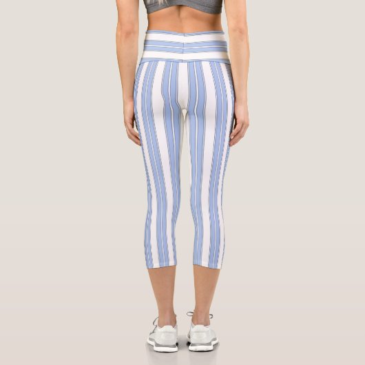 Leggings Capri Bleu et blanc rayé (Verso)
