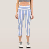 Leggings Capri Bleu et blanc rayé (Recto)
