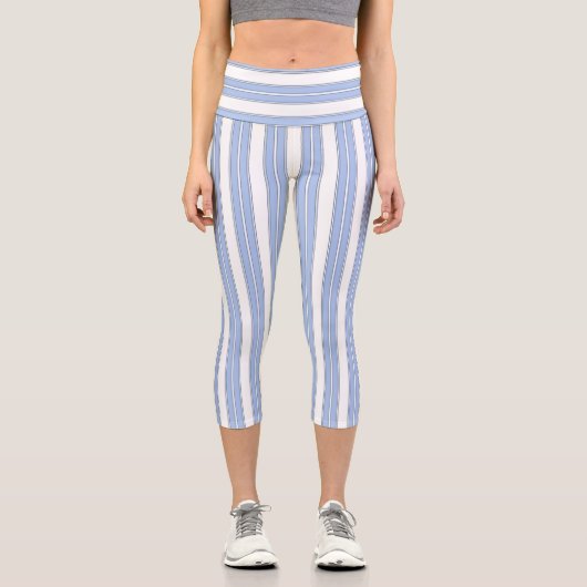 Leggings Capri Bleu et blanc rayé (Recto)