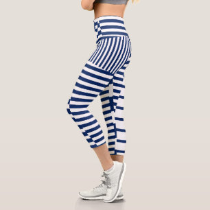 Leggings Capri Bleu et blanc sur bandes