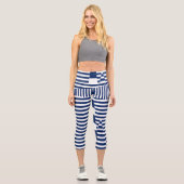Leggings Capri Bleu et blanc sur bandes (Recto)