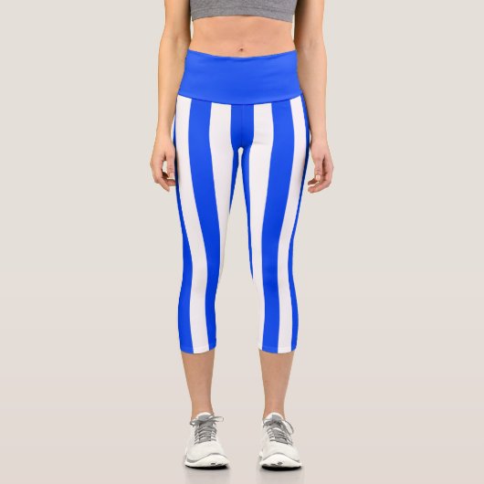 Leggings Capri Bleu et Motif blanc pour voiles verticales (Recto)