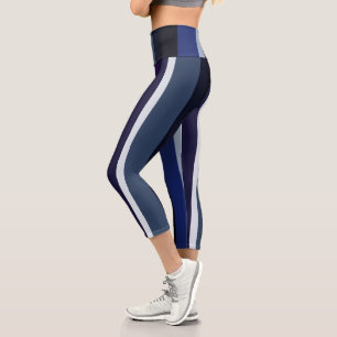 Leggings Capri Bleu et pourpre Abstrait rayures